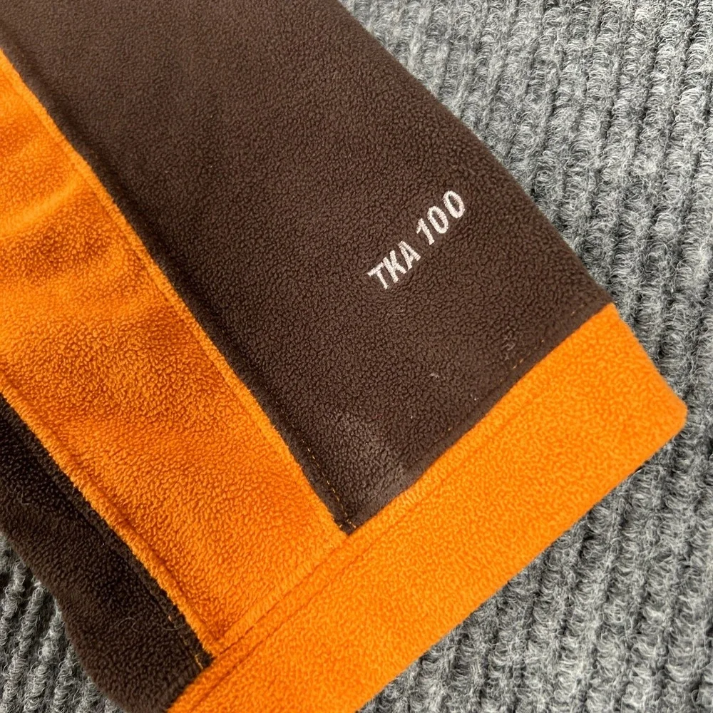 The North Face Mens Sweatshirt Large Orange Long Sleeve 1/4 Zip Mock Neck Fleece